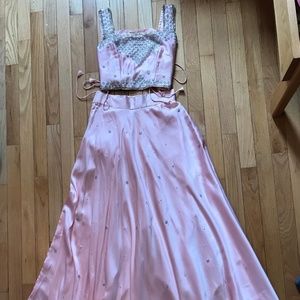 Sequin satin Prom or evening gown pink & silver!